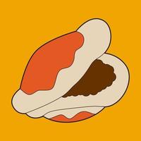 abra la ilustración de dorayaki sobre fondo naranja vector