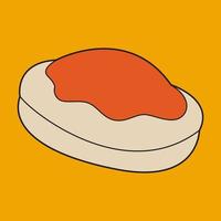 dorayaki illustration with orange background vector