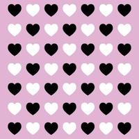 Black and white hearts pattern on pink background. vector