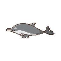 delfín, símbolo de arte de píxeles aislado en un fondo blanco. mascota. Gráficos de videojuegos retro de los años 80 y 90. vector