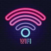 wifi con la última tecnología y decorado con luces de neón vector