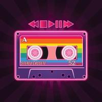 Retro Cassete with Sparking Neon Color vector