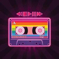Retro Cassete with Sparking Neon Color vector