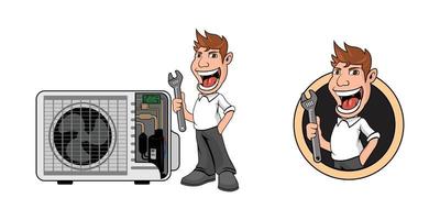 ilustración de diseño de personajes de logotipo hvac vector