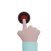 main de dessin animé en appuyant sur un bouton rouge sur fond noir concept de style plat à bouton-poussoir png