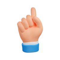 hand met duim omhoog. duim omhoog zingen. hand die een vinger wijst. 3D render png