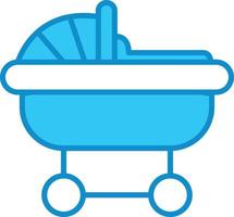 Baby Carriage Line Filled Blue vector