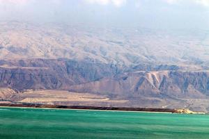 Mountains in Jordan on the other side of the Dead Sea. Photo taken from Israel.