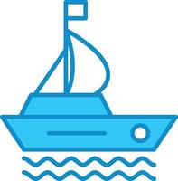 Boat Line Filled Blue vector