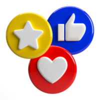 3d star Love Heart Like Hand Icon PNG