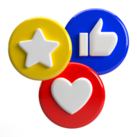 3d estrella amor corazón como icono de mano png