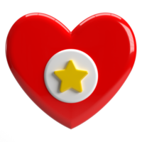 3d amor corazón y estrella icono png