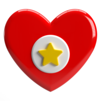 3d liefdeshart en sterpictogram png