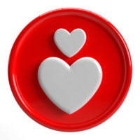 coração de amor 3d com círculo vermelho png