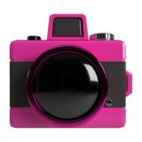 caméra 3d couleur rose png