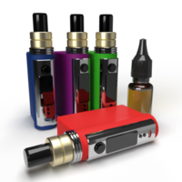 3d collection of colorful vapes with liquid bottles png