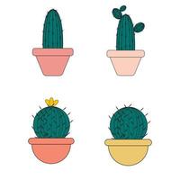 conjunto de cactus.lindo carácter suculento.colección de plantas exóticas del desierto aisladas en un blanco vector