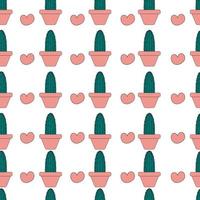 Vector seamless pattern with different cactus