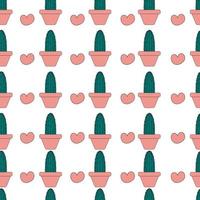 Vector seamless pattern with different cactus