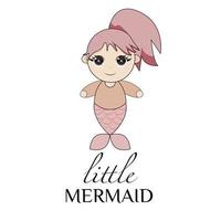 Little mermaid slogan and mermaid vector