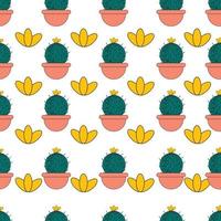 Vector seamless pattern with different cactus