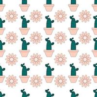Vector seamless pattern with different cactus