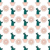 Vector seamless pattern with different cactus