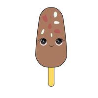 lindo helado aislado sobre fondo blanco. estilo kawaii con cara graciosa. personaje dulce de dibujos animados. ilustración vectorial vector