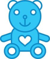 Teddy Bear Line Filled Blue vector