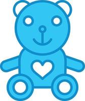 Teddy Bear Line Filled Blue vector