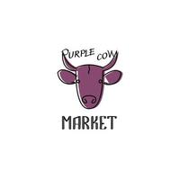 Purple cow logotype for business, market, farm vector