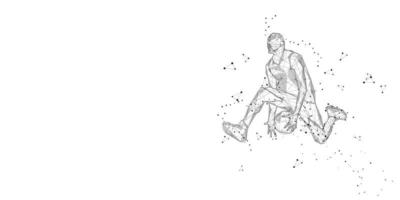 lonely basketball player on white background Abstract slam dunk movement low poly wireframe digital vector illustration slam dunk jump