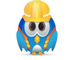 pájaro azul lindo personaje con uniformes de construcción vector