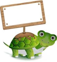 turtle on white background illustration Blank sign template with cute vector