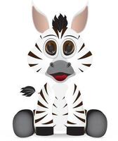 cartoon zebra sitting on the floor facing front vector