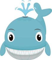 cartoon whale illustration front view smiling vector