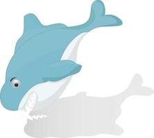 cartoon cute blue shark with shadow vector