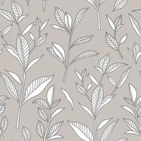 Vector seamless pattern with branches and leaves.