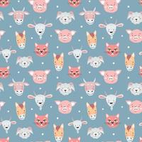 Seamless pattern with cute animals for print design. vector