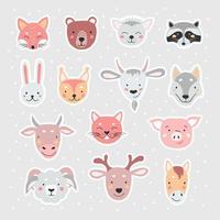 Cute animals set for print design. Vector illustration isolated.