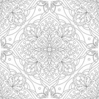 patrón transparente de vector con adorno de mandala. ornamento folclórico étnico. ornamento de damasco monocromático vintage. fondo decorativo vectorial. grande para cualquier diseño.