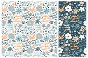 Mille fleurs seamless pattern set vector