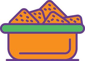 línea de nachos llena de dos colores vector