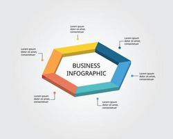 Hexagon template for infographic for presentation for 6 element vector