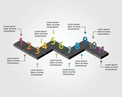 plantilla de gráfico de gráfico cuadrado para infografía para presentación de 11 elementos vector