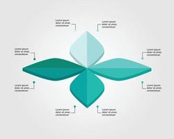 leaf chart template for infographic for presentation for 8 element vector