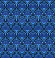 SEAMLESS VECTOR BACKGROUND IN ART NOUVEAU STYLE WITH BLUE PLANT ELEMENTS