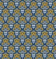 BLUE SEAMLESS VECTOR BACKGROUND IN ART NOUVEAU STYLE WITH A BOUQUET OF YELLOW FLOWERS