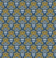 BLUE SEAMLESS VECTOR BACKGROUND IN ART NOUVEAU STYLE WITH A BOUQUET OF YELLOW FLOWERS