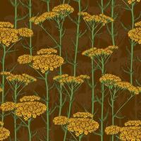 SEAMLESS MUSTARD VECTOR PATTERN WITH BLOOMING YELLOW YARROW